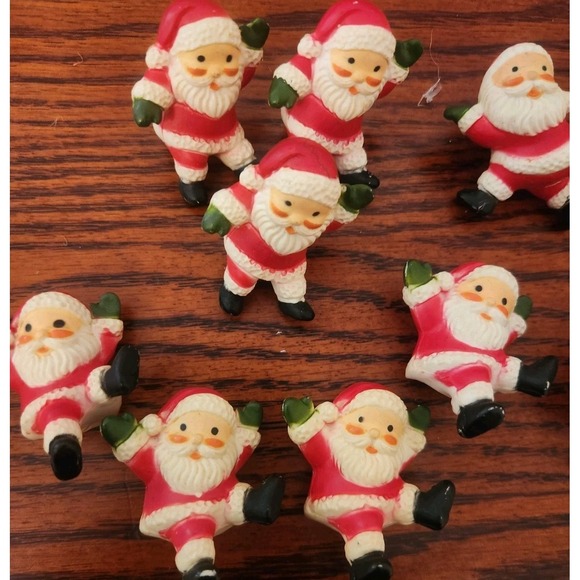 Lot Of 11 Eleven Vintage Christmas Santa Claus Floral Pick Toppers Kitchy Plasti - Picture 2 of 4
